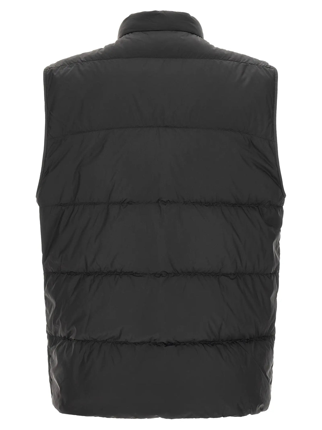 Moncler veste sans manches noire en polyamide avec col montant matelassé en piqûres horizontales