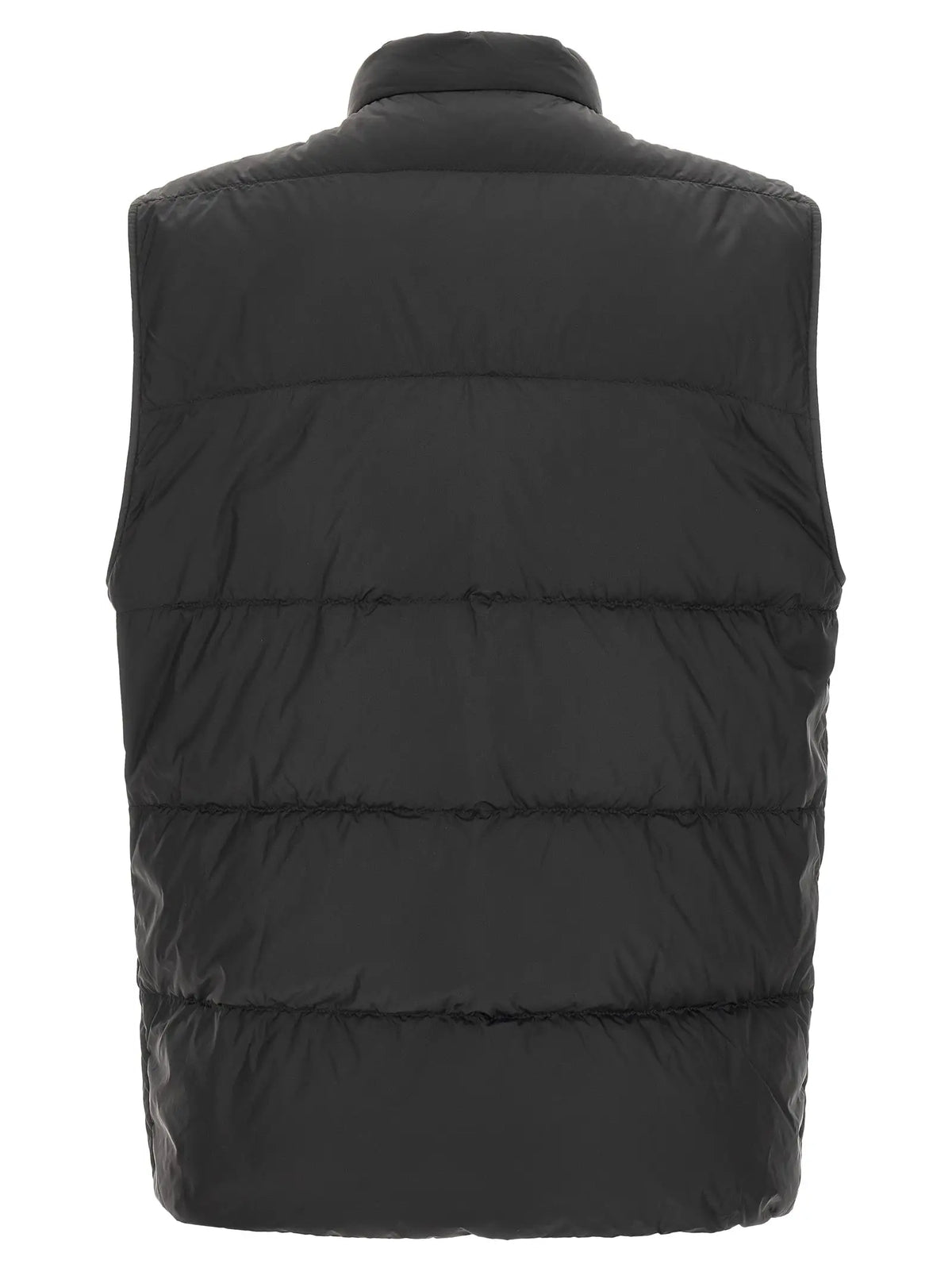 Moncler veste sans manches noire en polyamide avec col montant matelassé en piqûres horizontales