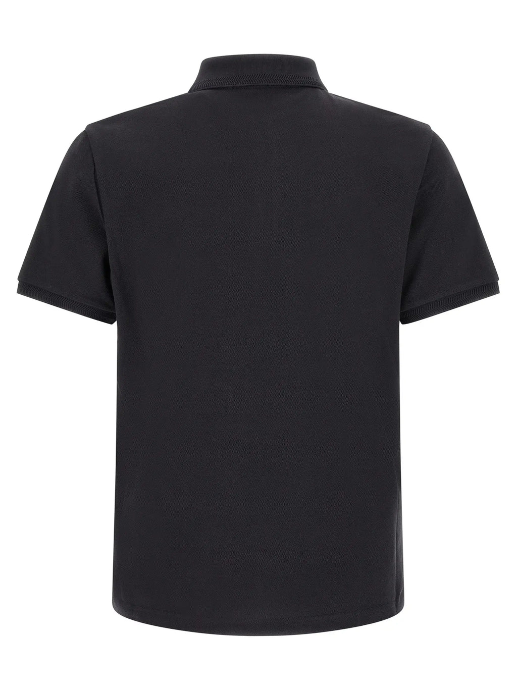 Polo noir à manches courtes moncler en coton avec col et poignets côtelés