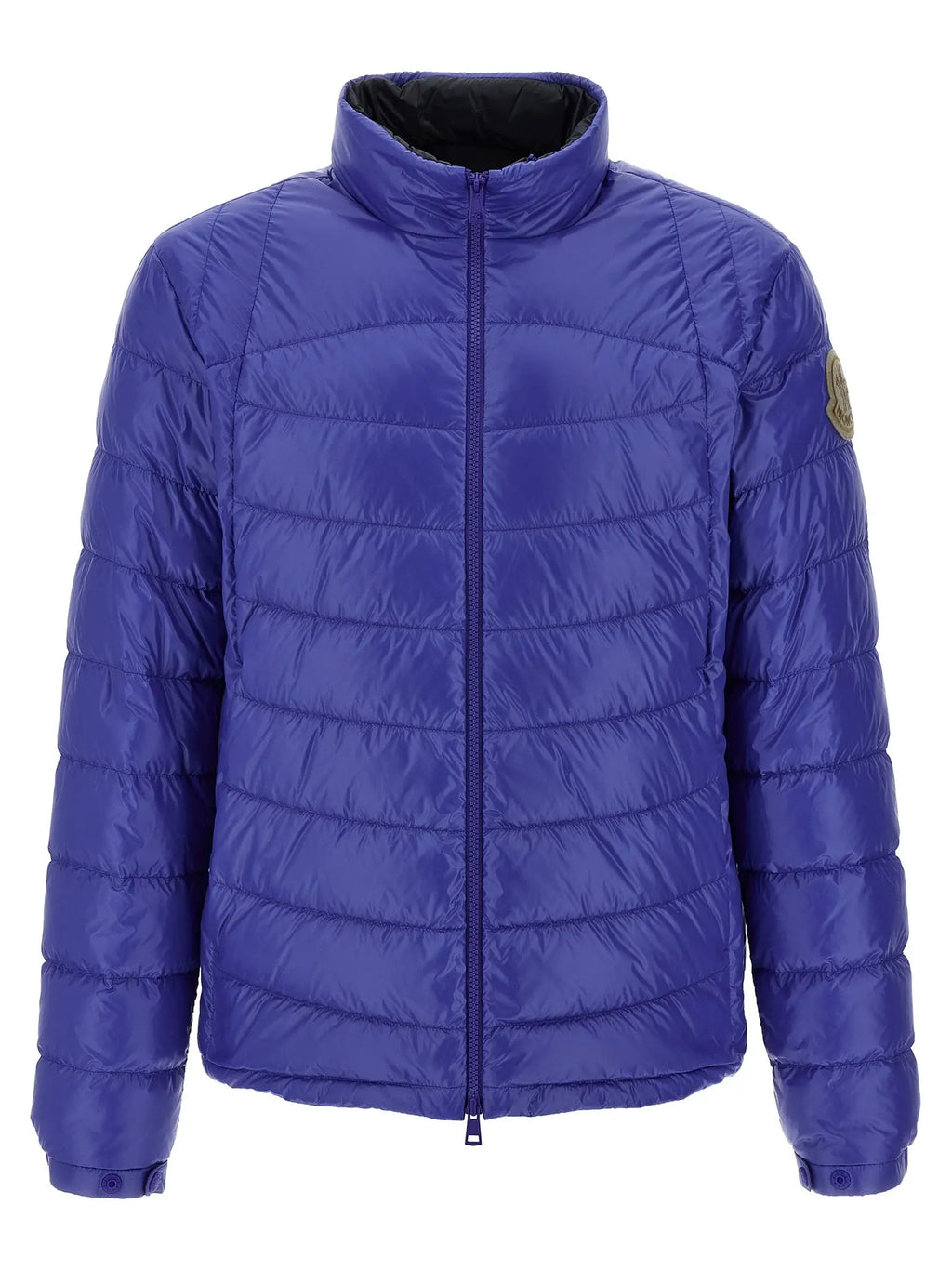 Veste matelassée moncler en polyamide bleu royal vif avec col montant et doublure intérieure noire