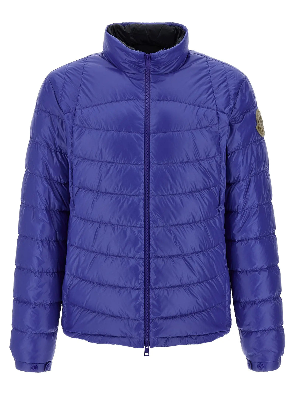 Veste matelassée moncler en polyamide bleu royal vif avec col montant et doublure intérieure noire
