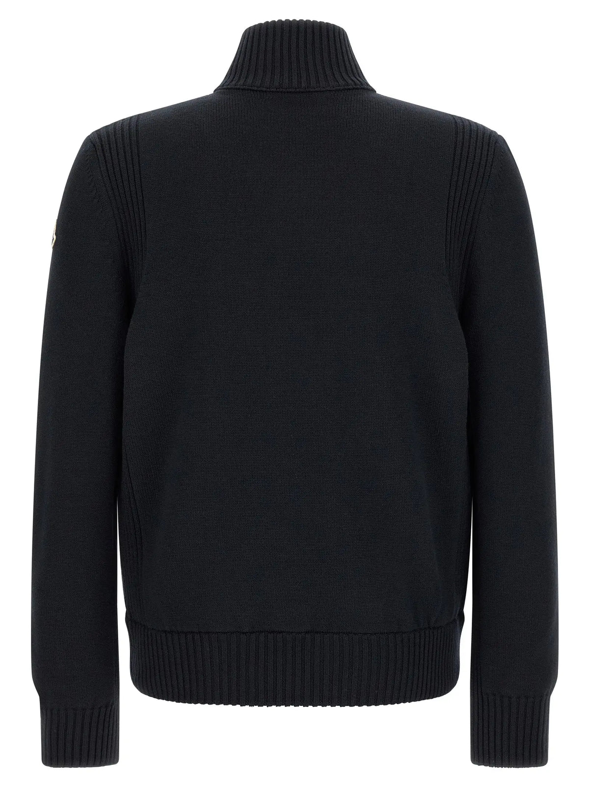 Pull col roulé noir côtelé moncler en polyester blue au design minimaliste élégant