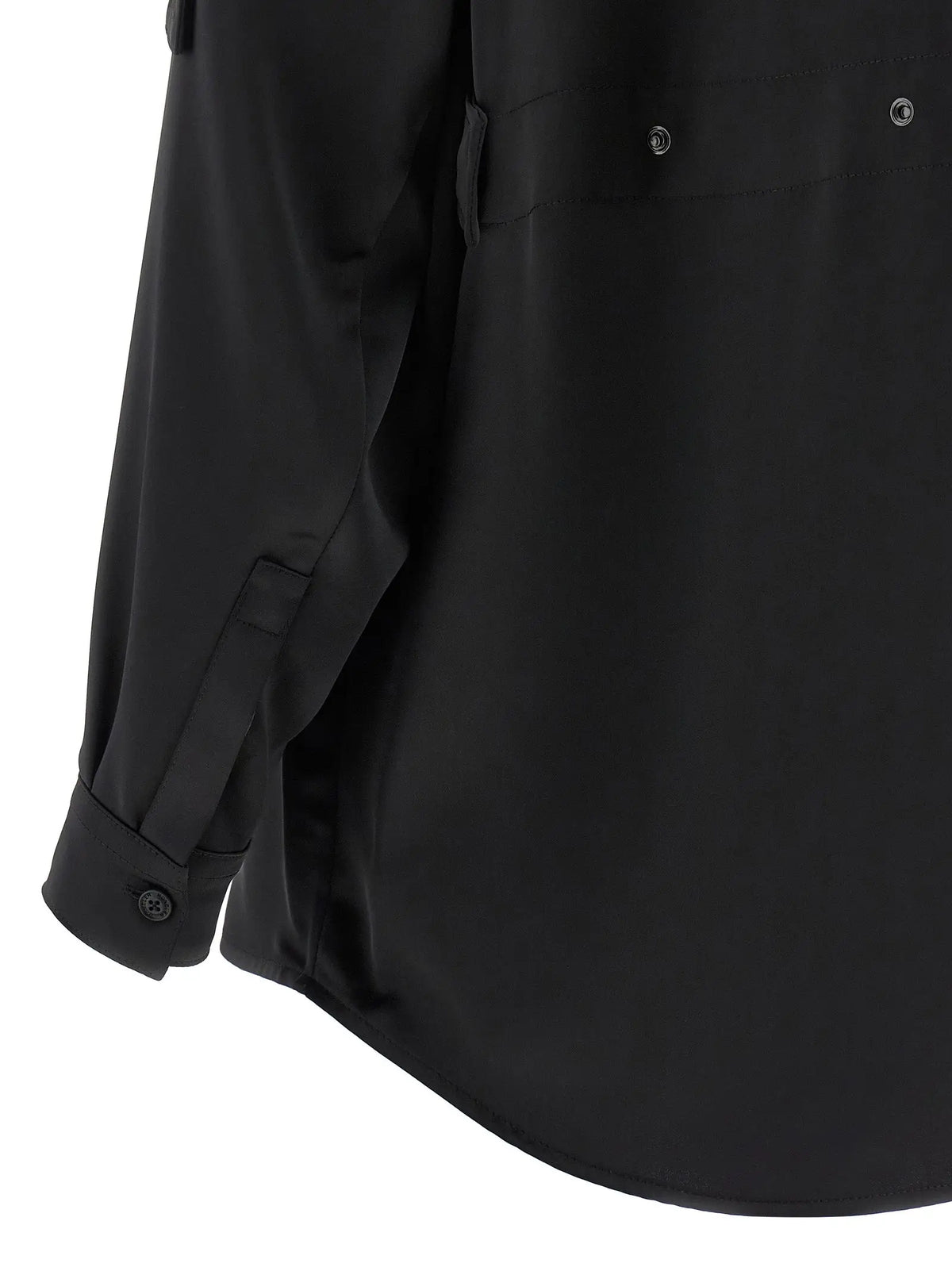 Chemise noire moncler genius en polyester avec manches longues boutons et détails de couture subtils minimalistes