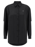 Chemise noire moncler button-down en polyester avec design minimaliste et logo discret sur la poitrine gauche