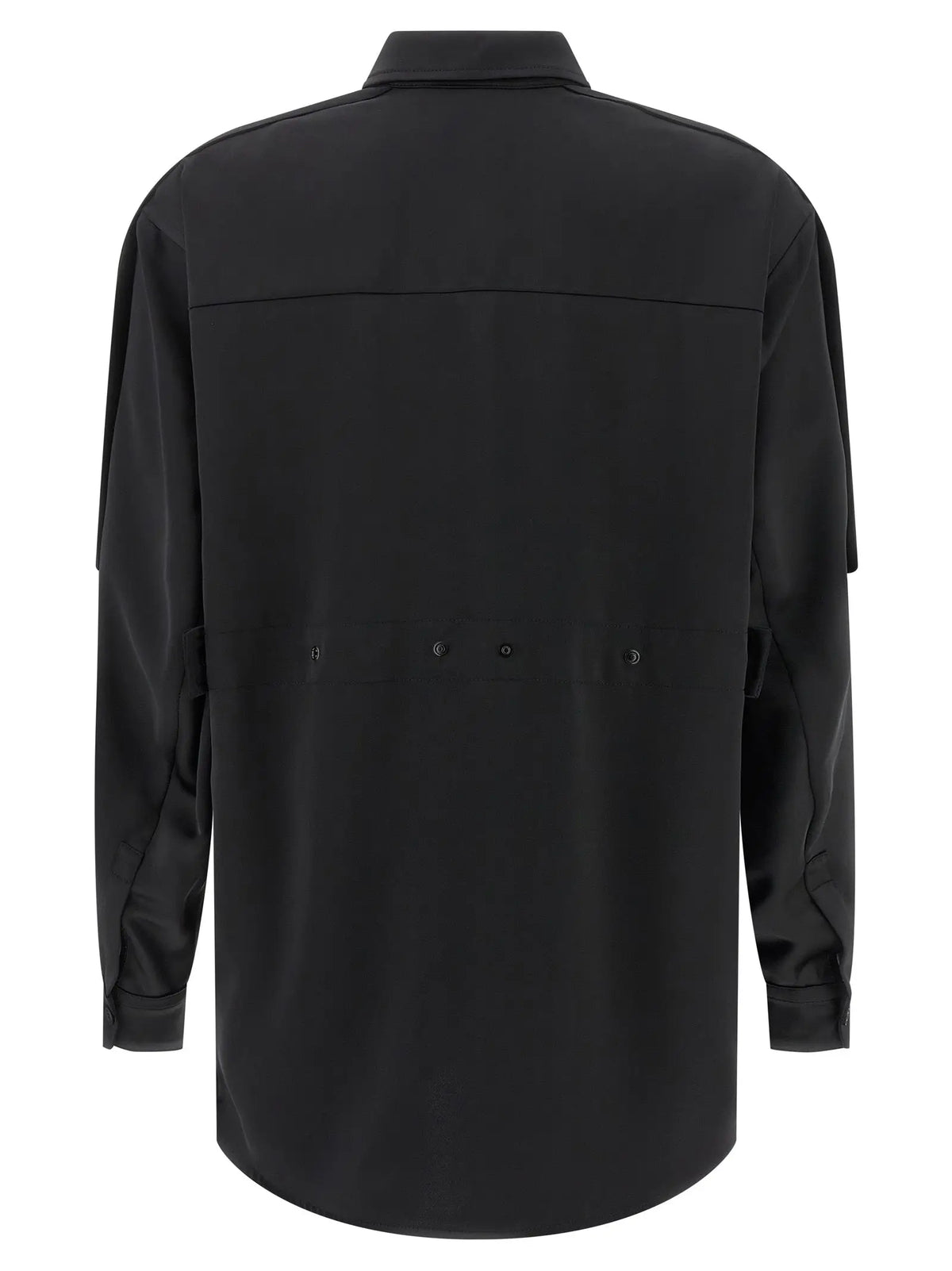 Blouse noire moncler genius en polyester avec manches longues design moderne et boutons discrets au dos visible