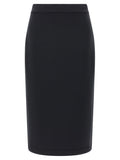 Jupe midi en polyester noire de la marque MONCLER GENIUS, style élégant et moderne, vue de face.