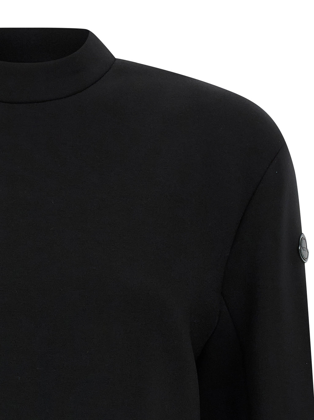 Sweatshirt en viscose noire de la marque Moncler Genius, look décontracté avec logo visible sur le devant.