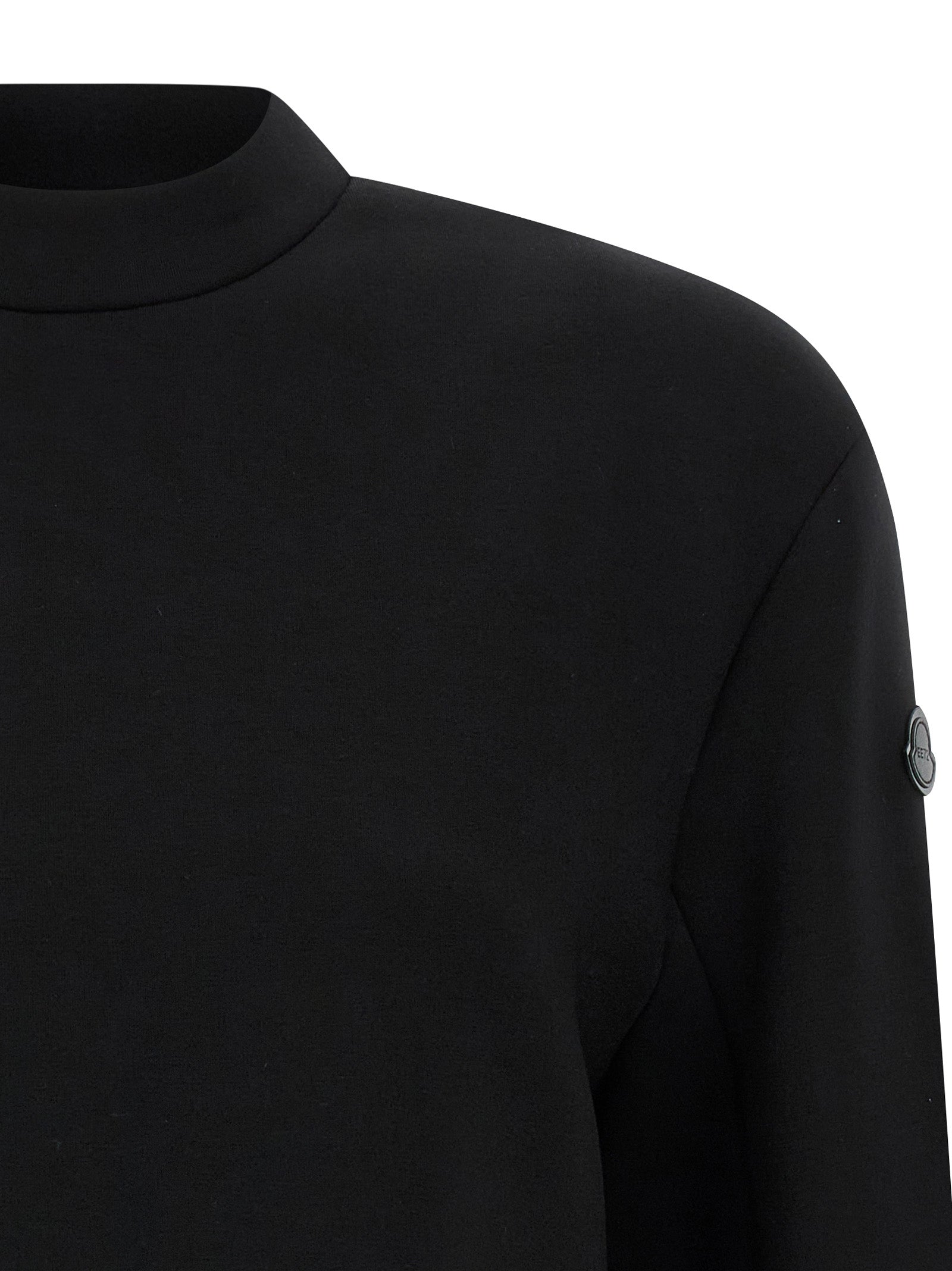 Sweatshirt en viscose noire de la marque Moncler Genius, look décontracté avec logo visible sur le devant.