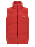 Veste sans manches moncler genius multicolore en polyamide rouge avec col montant et fermeture éclair assortie