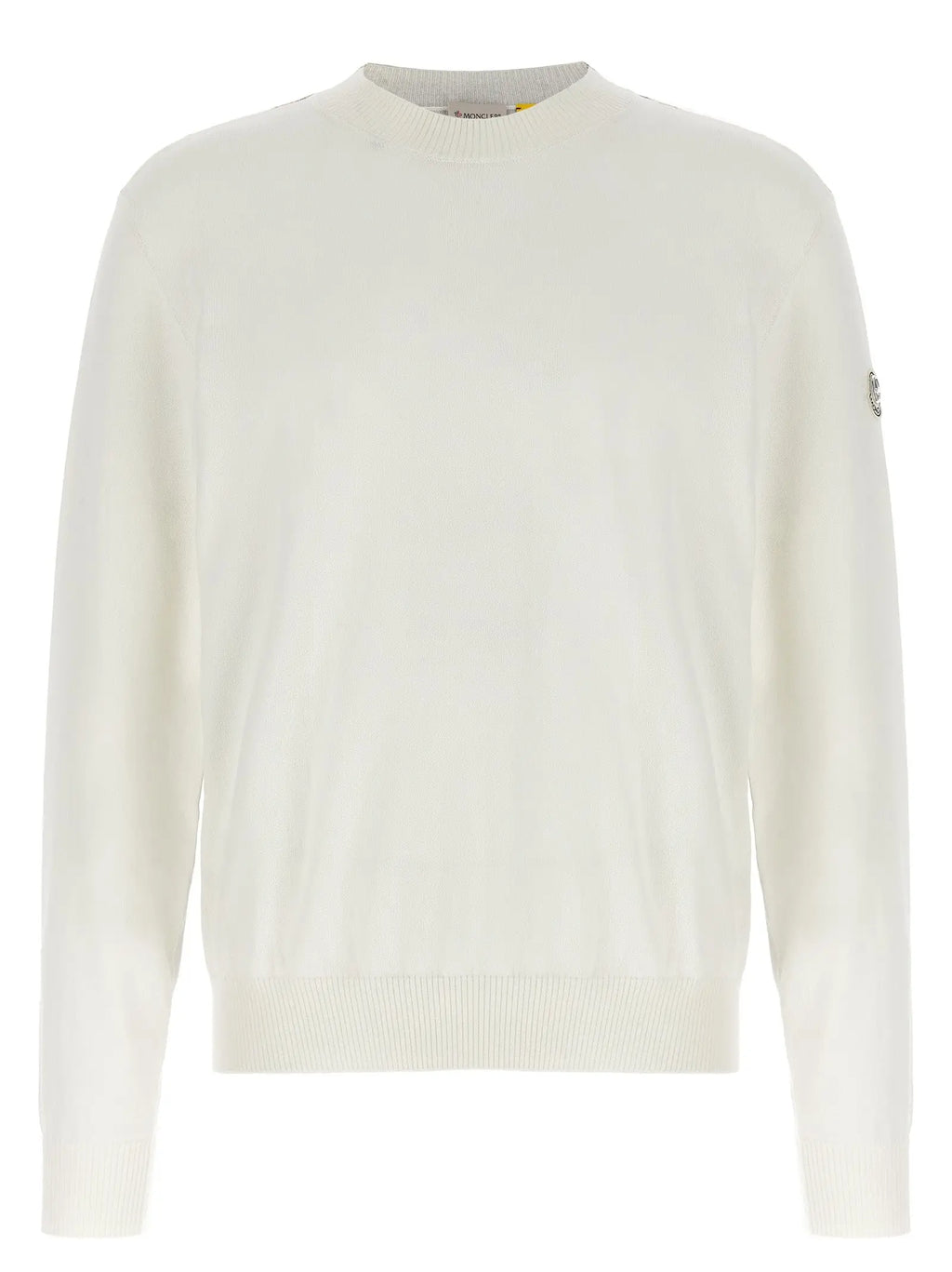Gilet en coton blanc moncler genius avec maille subtilement texturée crème et poignets côtelés