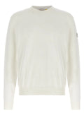 Gilet en coton blanc moncler genius avec maille subtilement texturée crème et poignets côtelés