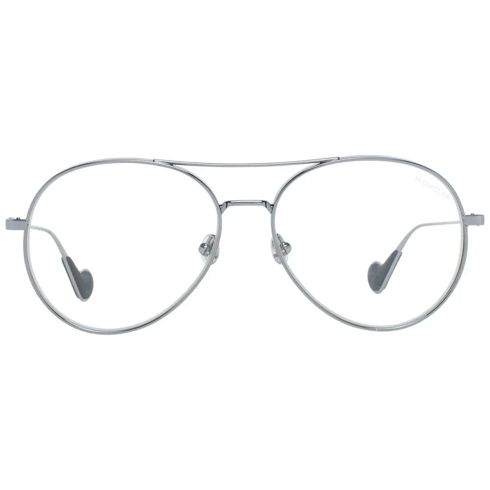 Lunettes moncler grises en métal avec monture aviateur argent et branches en forme de coeur