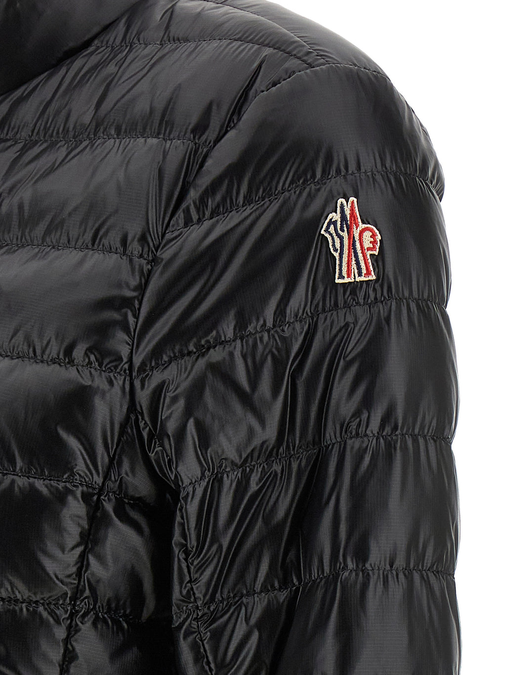 Veste longue en polyamide noire Moncler Grenoble, style élégant et chaud, idéale pour l'hiver.