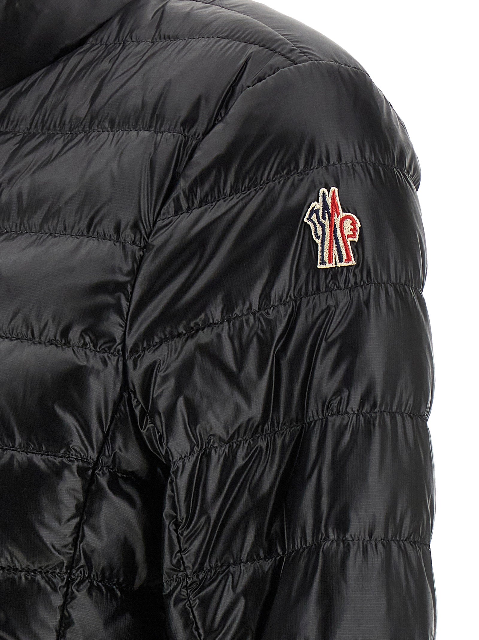 Veste longue en polyamide noire Moncler Grenoble, style élégant et chaud, idéale pour l'hiver.