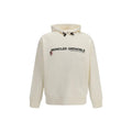 Sweatshirt moncler grenoble beige en coton avec logo noir brodé et coordonnées sur la poitrine