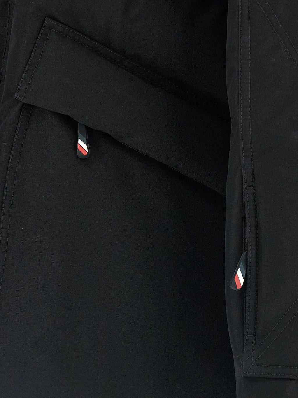 Veste moncler grenoble noire en polyester avec tirettes de fermeture à glissière rayées rouge blanc bleu