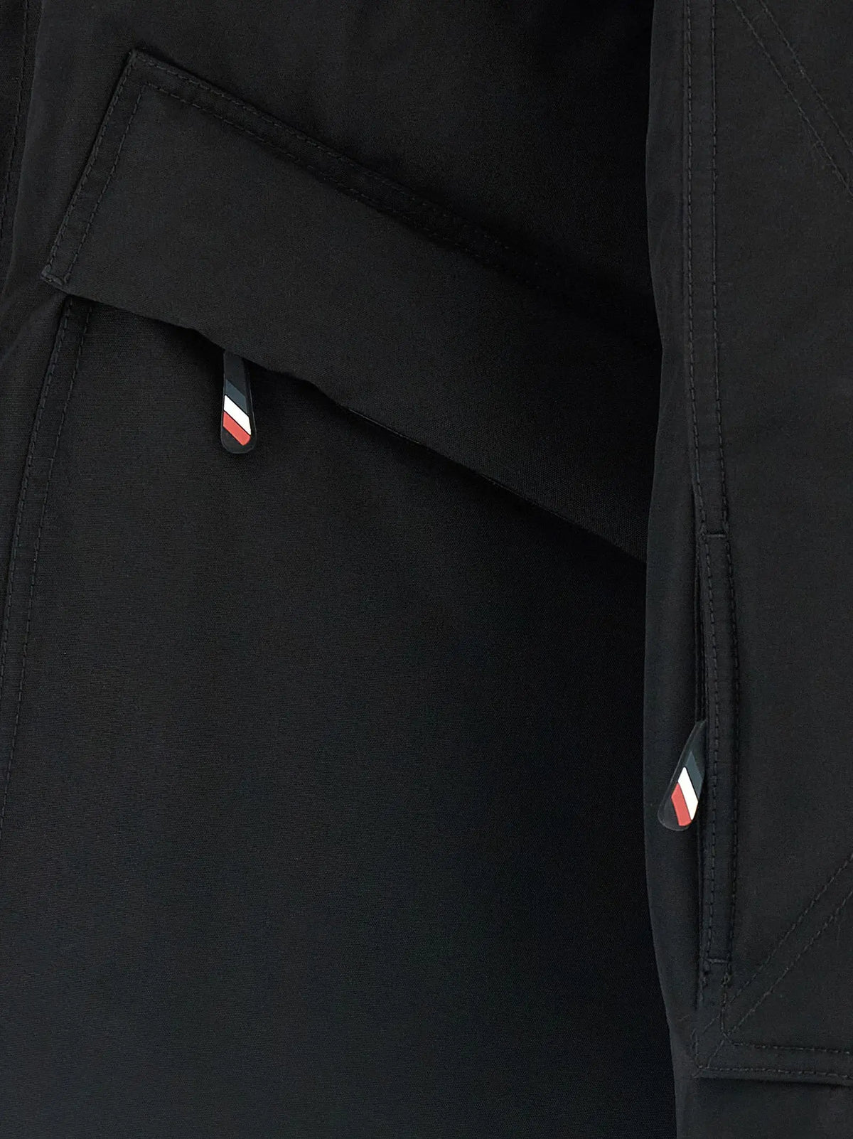 Veste moncler grenoble noire en polyester avec tirettes de fermeture à glissière rayées rouge blanc bleu
