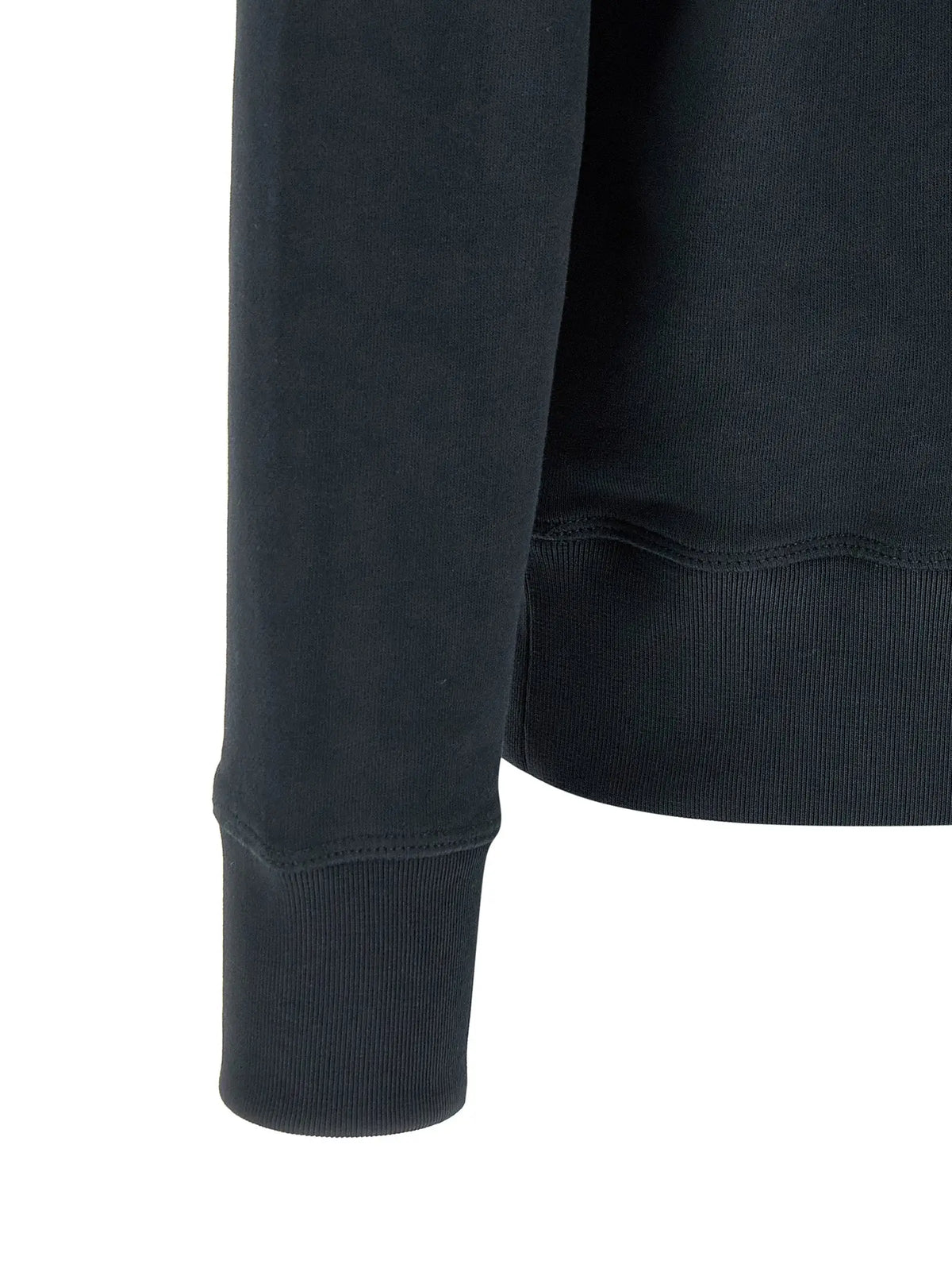 Manchette côtelée en tricot bleu marine foncé du sweatshirt en coton moncler grenoble bleu