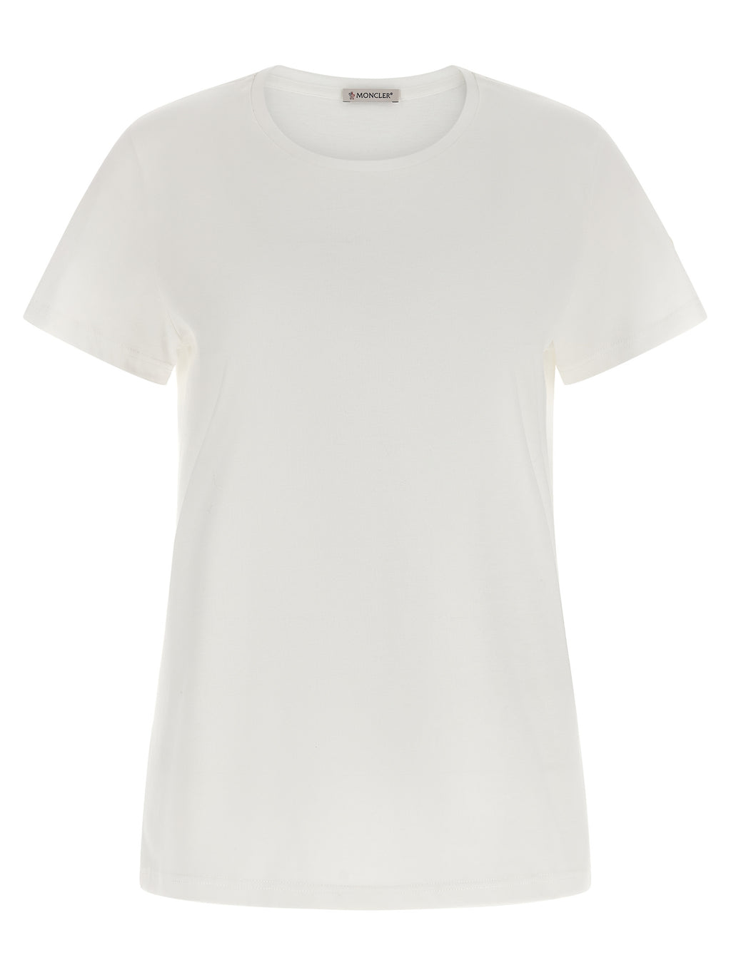 T-shirt blanc en coton Moncler, coupe classique, avec logo discret sur la poitrine, idéal pour un style décontracté.