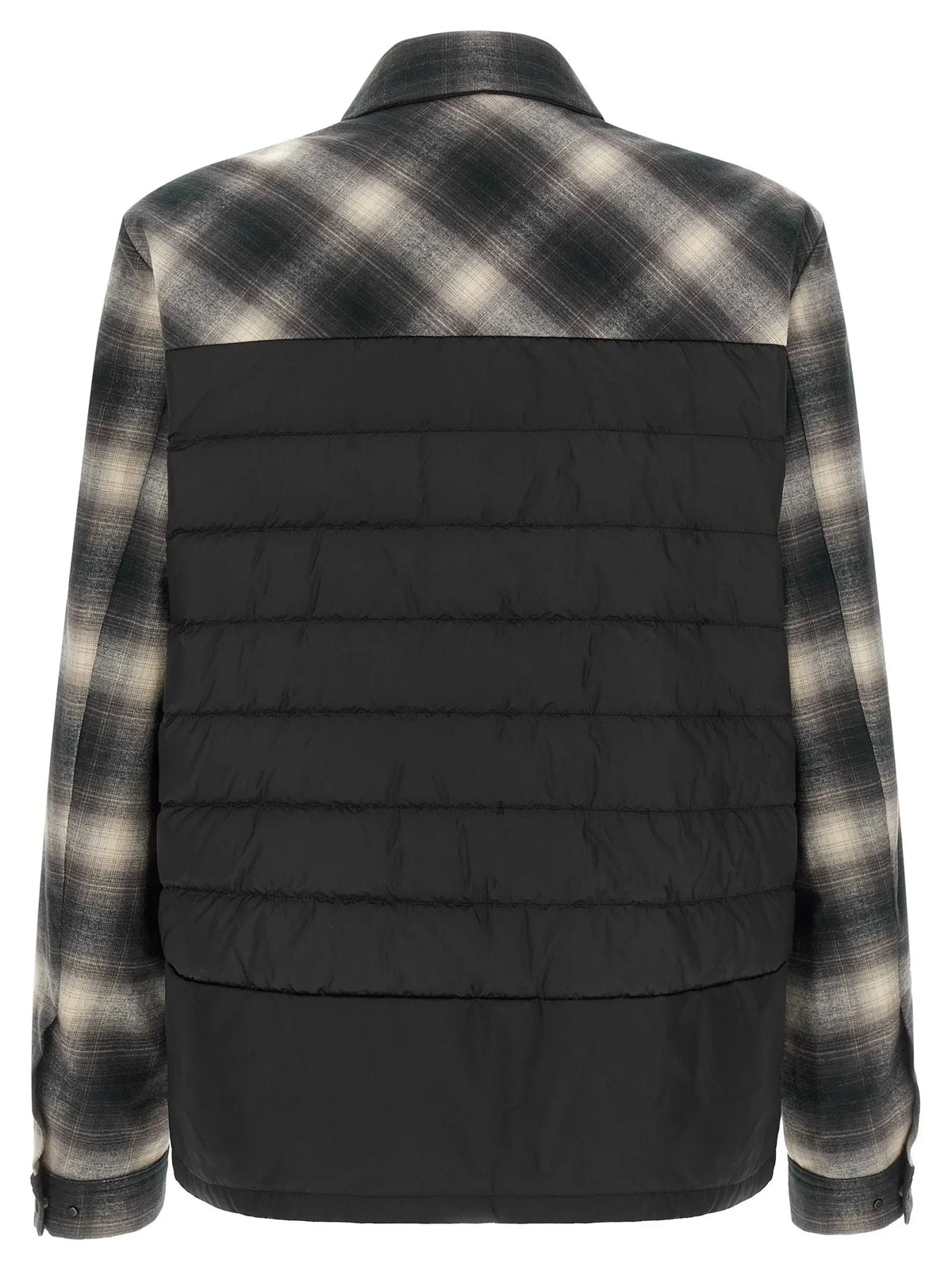Veste shell moncler en coton multicolore avec motif matelassé noir et épaules et manches à carreaux