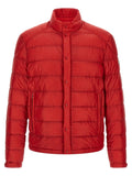 Veste matelassée rouge vif moncler en polyamide avec col montant et fermeture à boutons sur le devant
