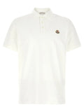 Polo blanc moncler en coton avec col classique manches courtes et logo brodé iconique sur la poitrine gauche