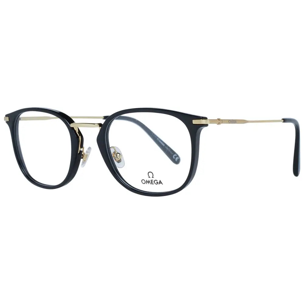 Lunettes omega en métal noir et plastique avec monture rectangulaire moderne noire et dorée
