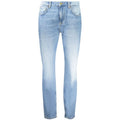 Jeans femme pepe jeans azzurro en coton bleu clair avec coupe droite et cinq poches classique