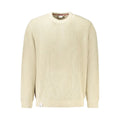 Pull beige en coton pour homme pepe jeans en maille côtelée crème avec col rond classique et manches longues