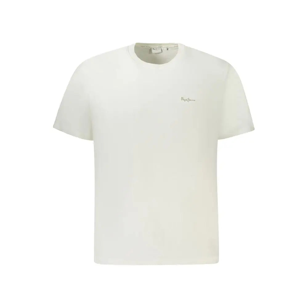 T-shirt homme pepe jeans bianco coton couleur écru avec logo brodé discret sur la poitrine