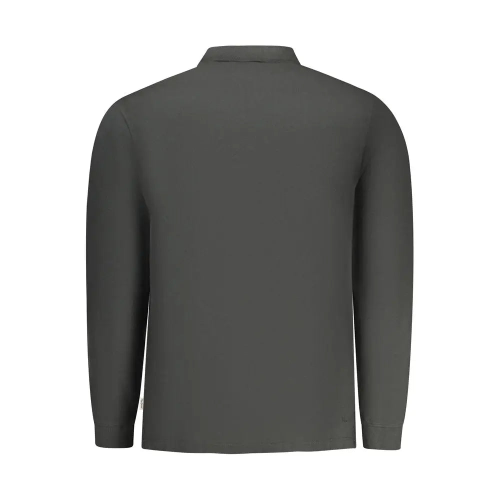 Polo pour homme pepe jeans noir en coton gris foncé à manches longues avec col classique et détails de couture subtils