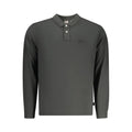 Polo pour homme pepe jeans noir en coton avec col classique et deux boutons blancs manches longues