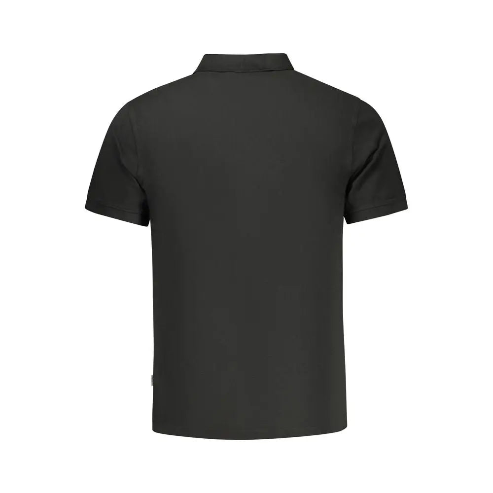 Polo homme pepe jeans noir en coton avec col classique et coutures discrètes manches courtes