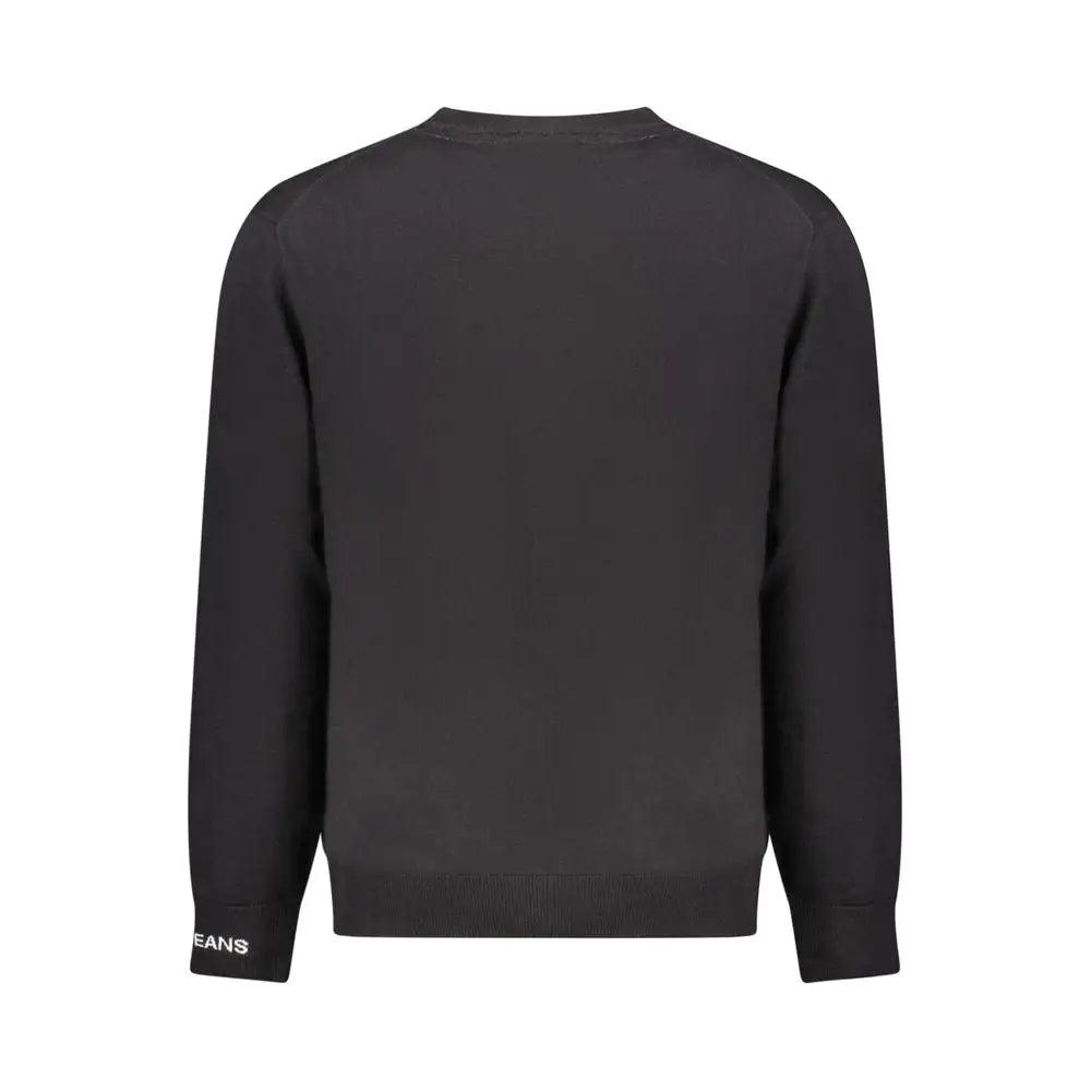 Sweatshirt noir pepe jeans en coton pour homme avec logo blanc jeans sur la manche et poignets côtelés discrets