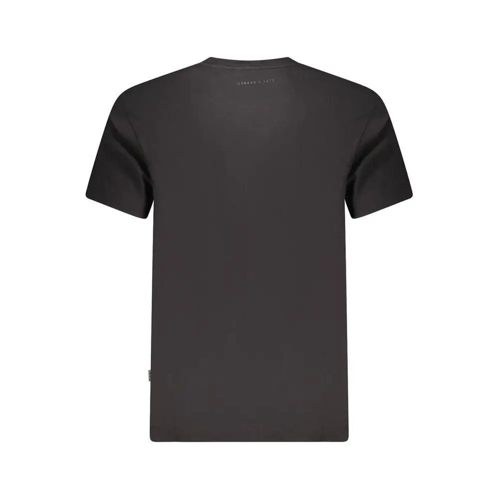 T-shirt noir en coton pour homme pepe jeans avec manches courtes et étiquette london 2013 au col