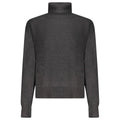Pull femme pepe jeans noir en coton avec col roulé gris foncé et manches côtelées en maille texturée