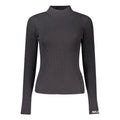Pull noir en coton pour femme pepe jeans à col roulé côtelé avec design ajusté et logo discret au poignet