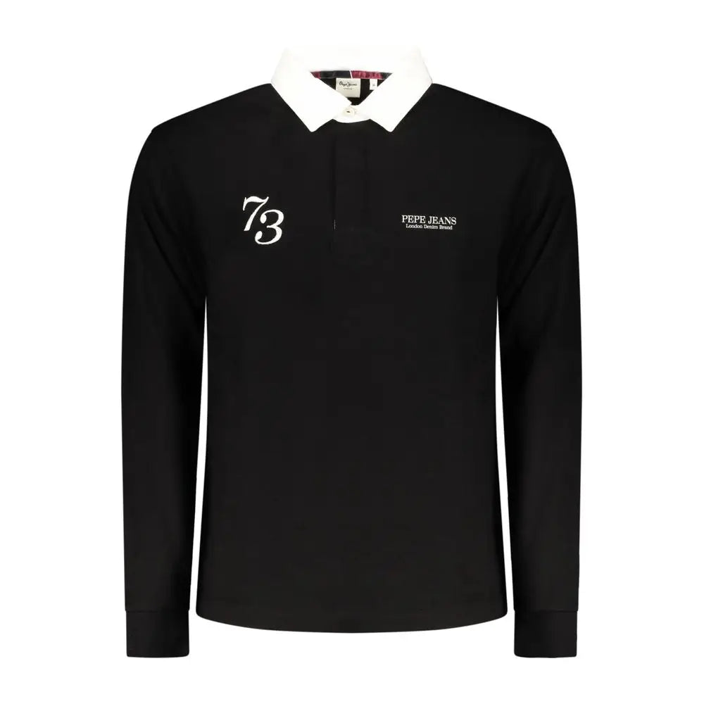 Sweat à capuche noir pour femme pepe jeans en coton avec col blanc et broderie 73 sur la poitrine