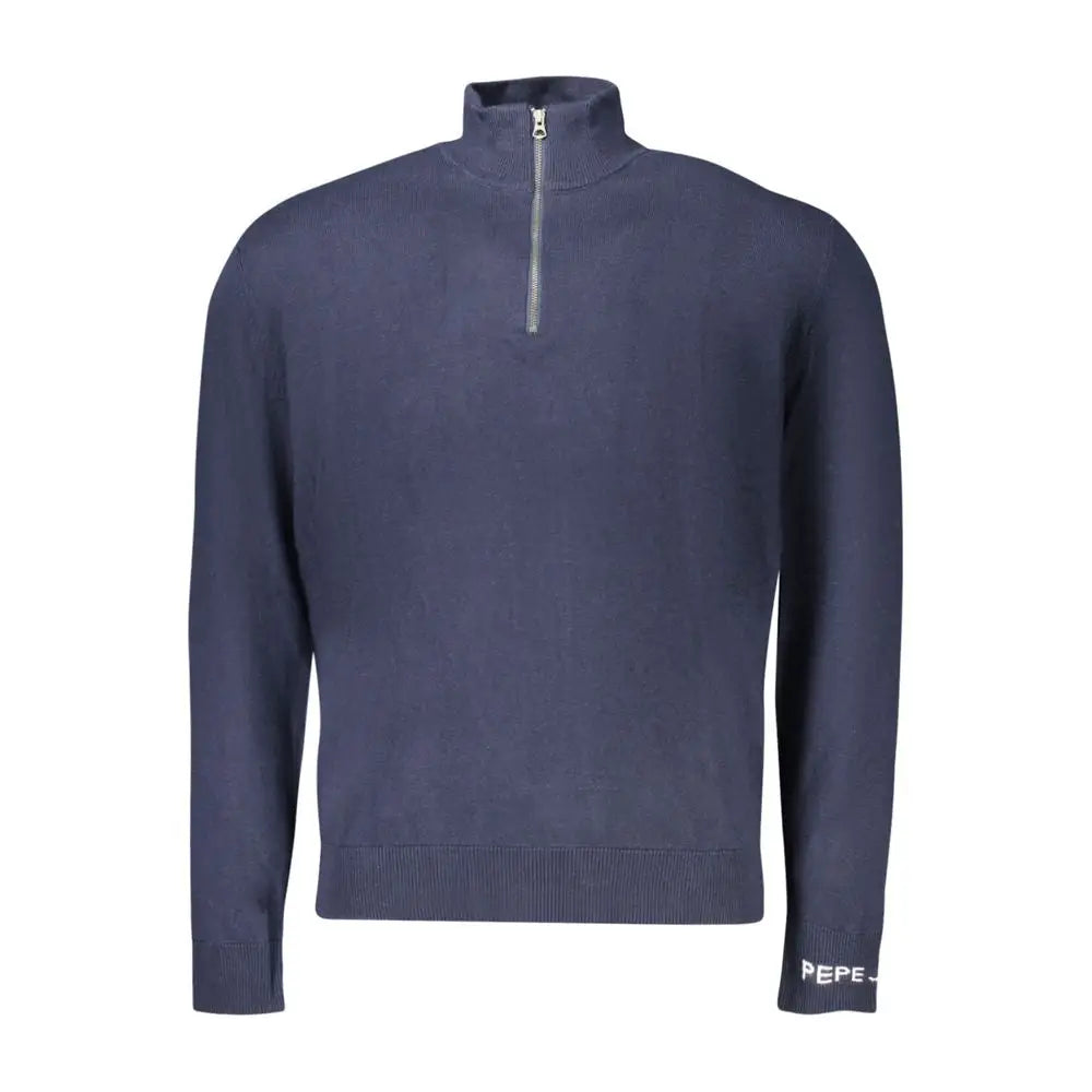Sweat-shirt homme pepe jeans bleu marine en coton avec demi-fermeture éclair pour un style décontracté