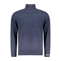 Pull col roulé coton bleu marine pepe jeans pour homme avec poignets et ourlet côtelés et logo brodé blanc manches