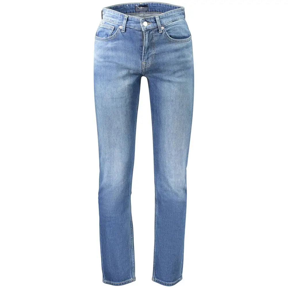 Jeans bleu clair en coton pour homme pepe jeans avec coupe droite et cinq poches classiques