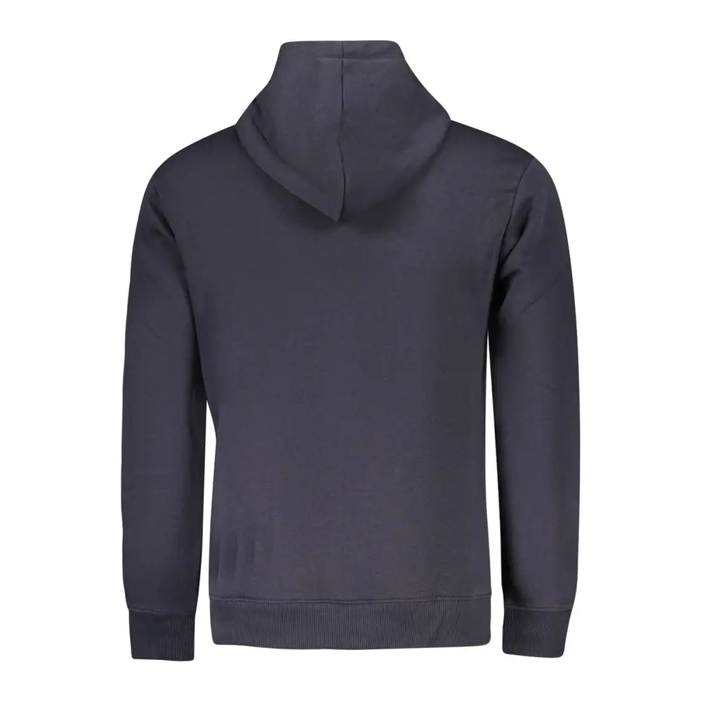 Sweatshirt homme pepe jeans bleu en coton avec capuche gris foncé et poignets et ourlet côtelés