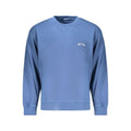 Sweatshirt bleu en coton pour homme pepe jeans avec logo brodé blanc subtil sur la poitrine
