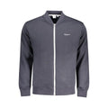 Veste bomber pepe jeans gris foncé en coton avec fermeture éclair blanche et logo brodé subtil sur la poitrine
