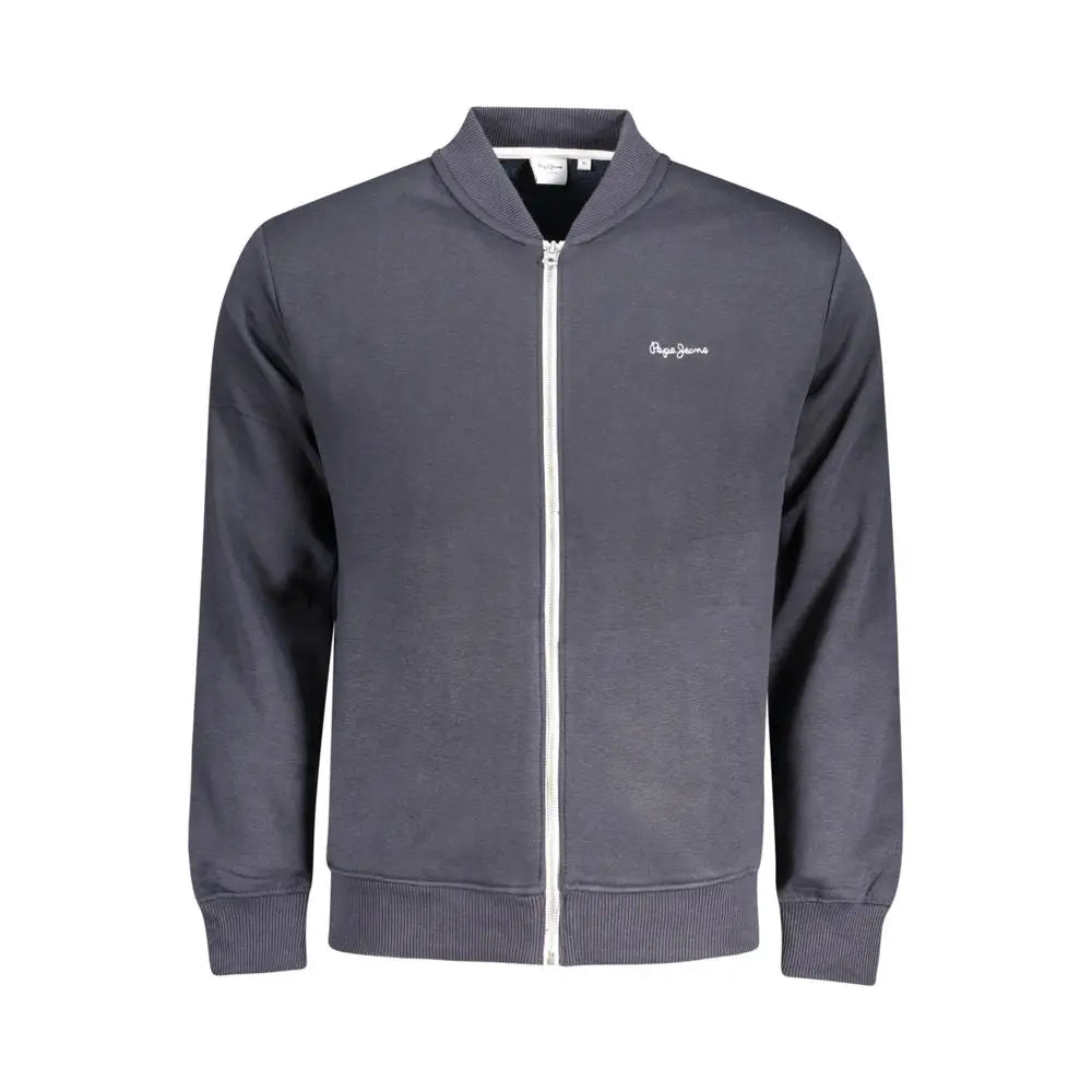 Veste bomber pepe jeans gris foncé en coton avec fermeture éclair blanche et logo brodé subtil sur la poitrine