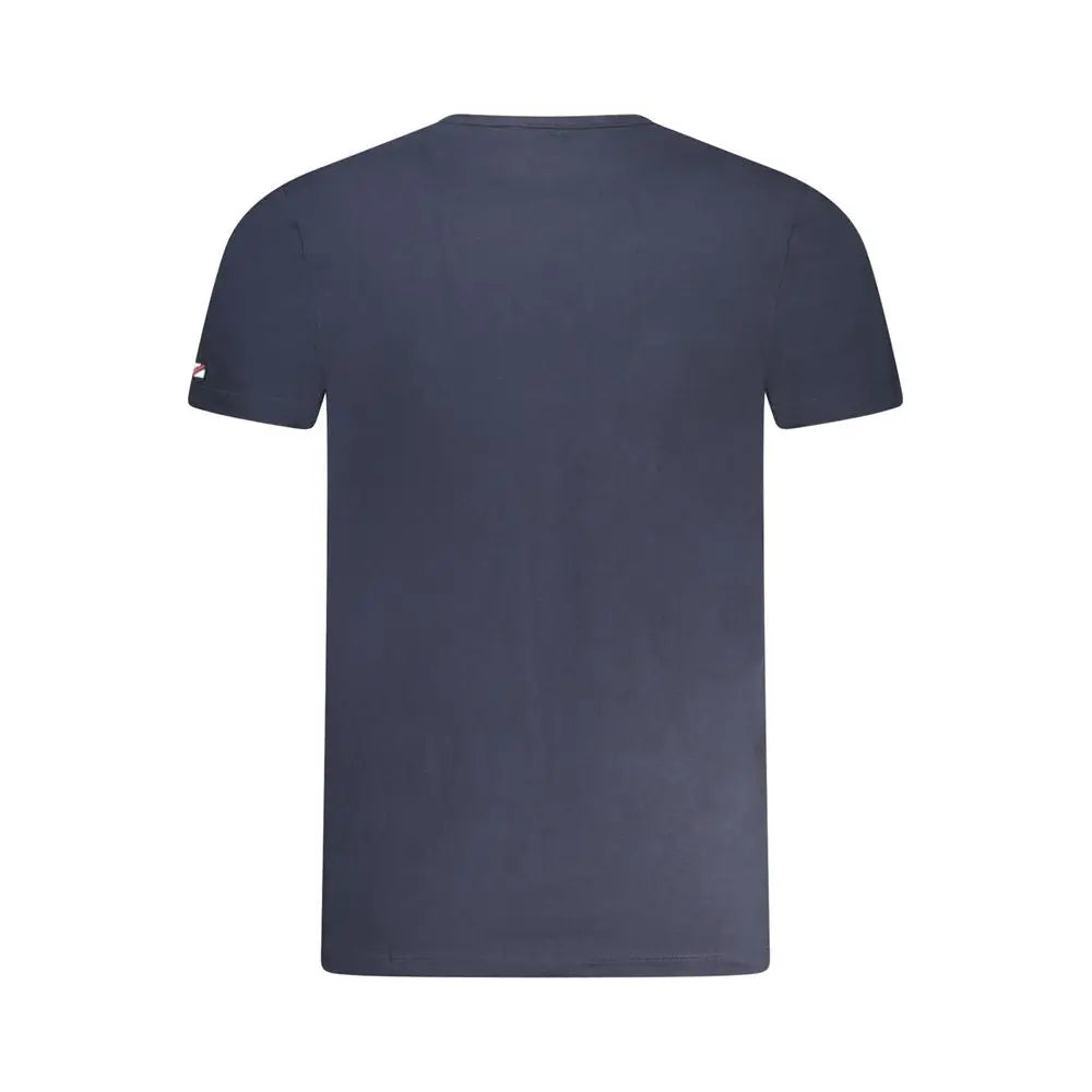 T-shirt bleu en coton pepe jeans avec manches courtes bleu marine foncé et logo discret sur la manche gauche