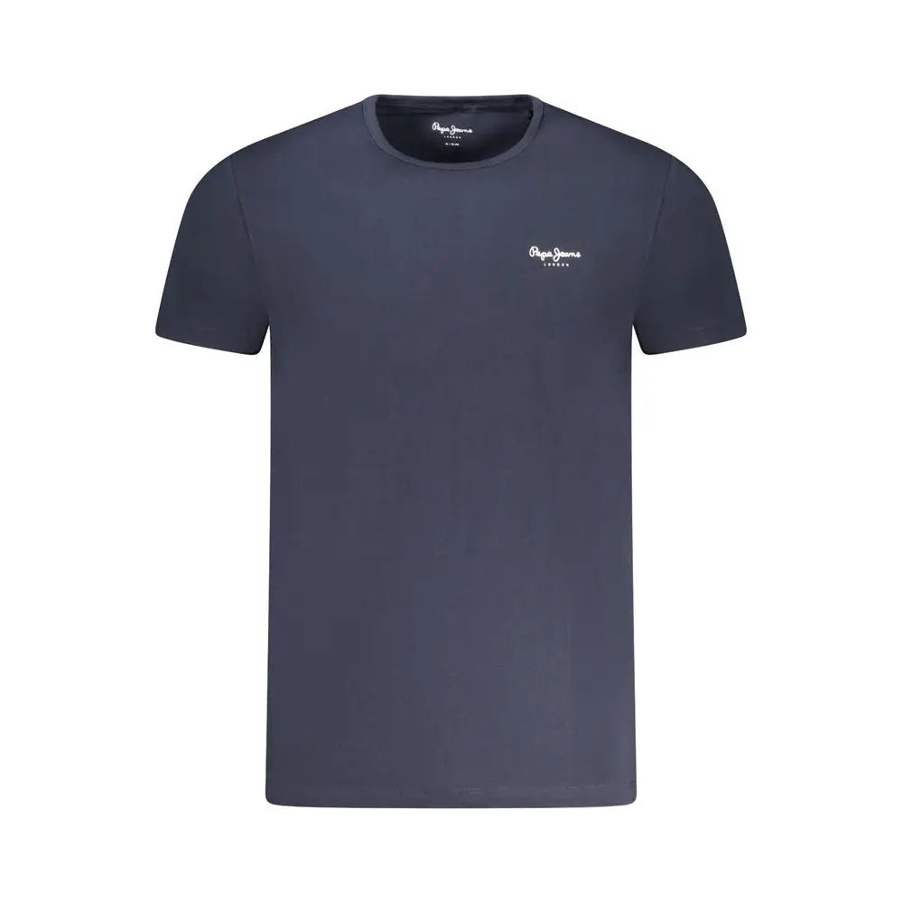 T-shirt homme pepe jeans bleu foncé en coton avec logo blanc subtil brodé sur la poitrine