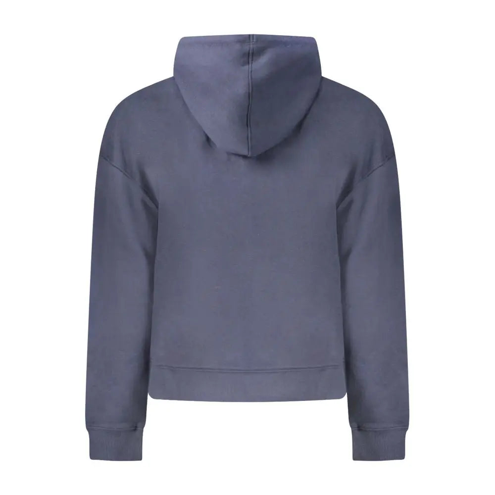 Sweat à capuche femme pepe jeans bleu doux en coton avec coupe décontractée et poignets côtelés