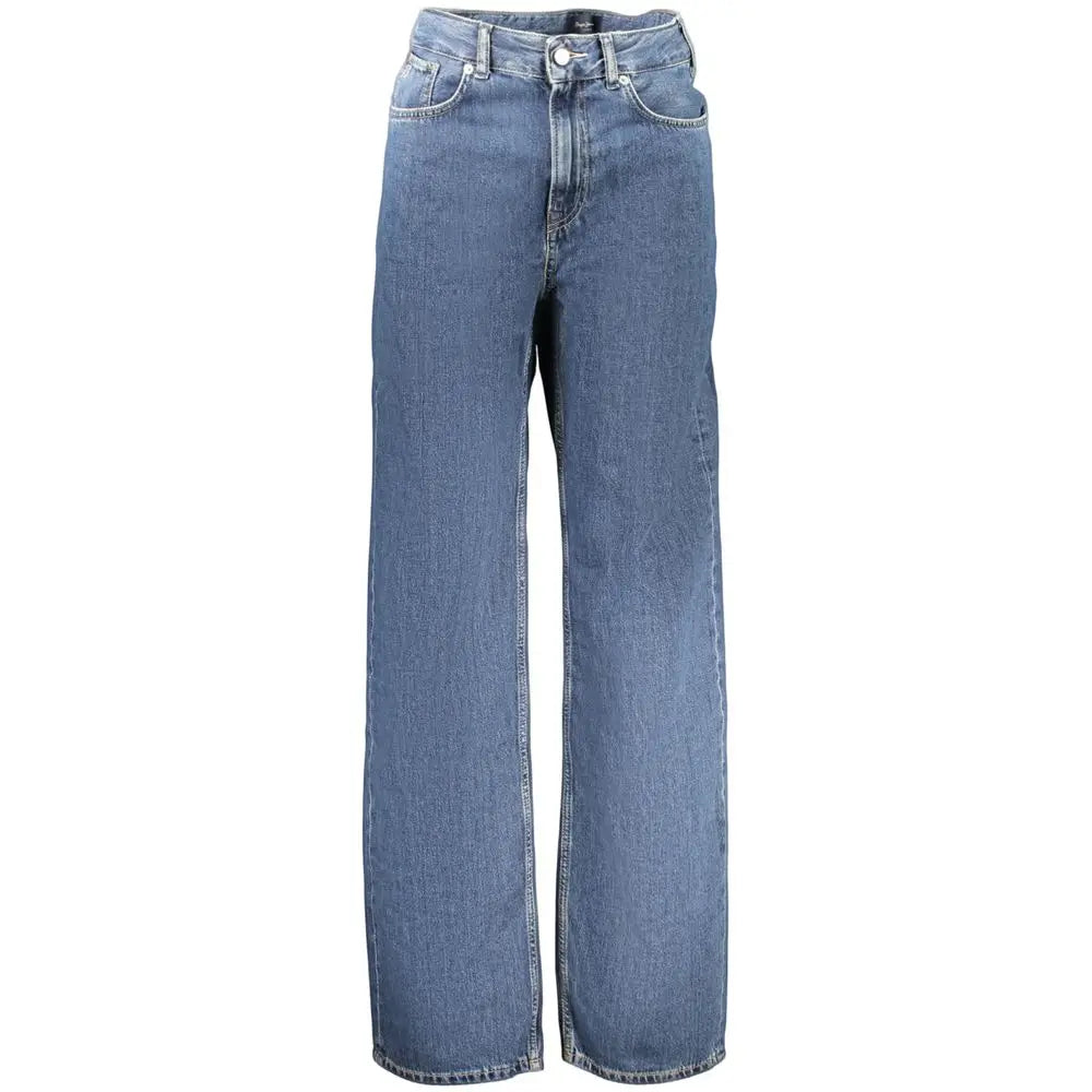 Jeans femme pepe jeans en coton bleu clair avec coupe large et design classique cinq poches