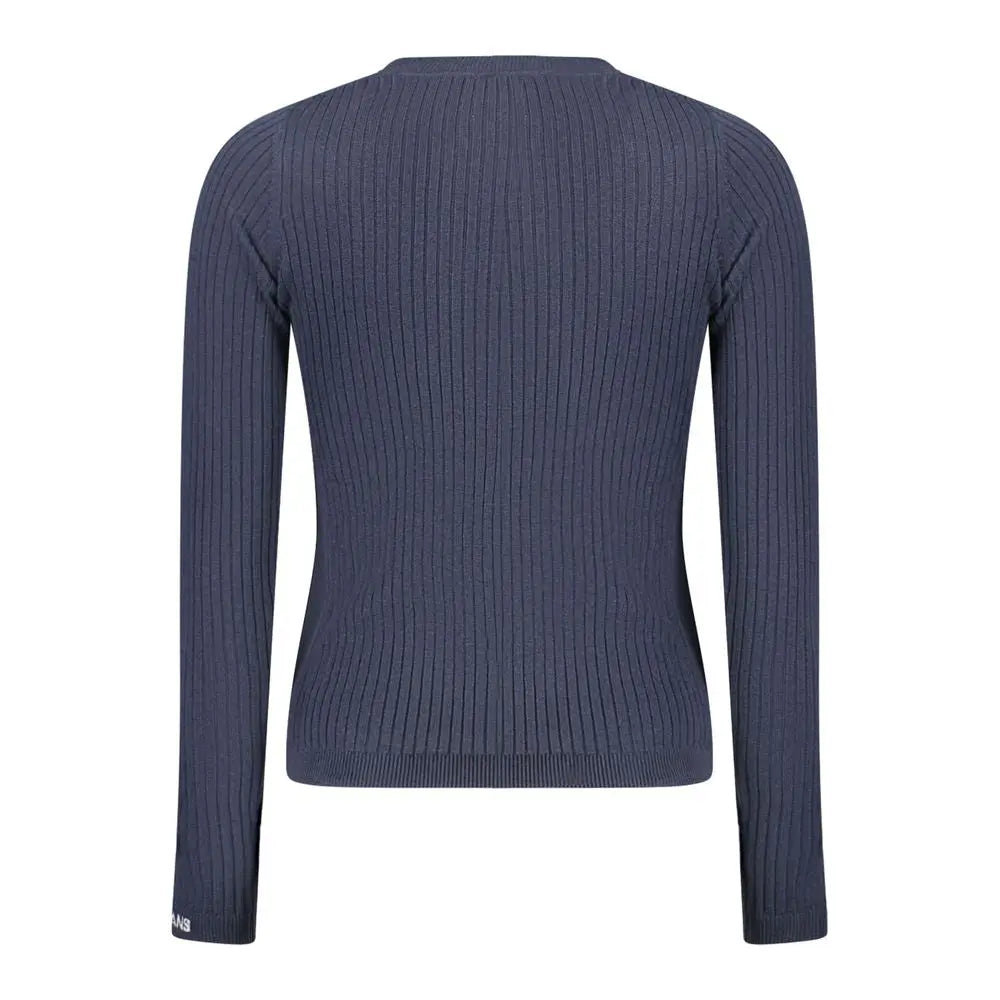 Pull en coton côtelé bleu marine à manches longues pour femme pepe jeans